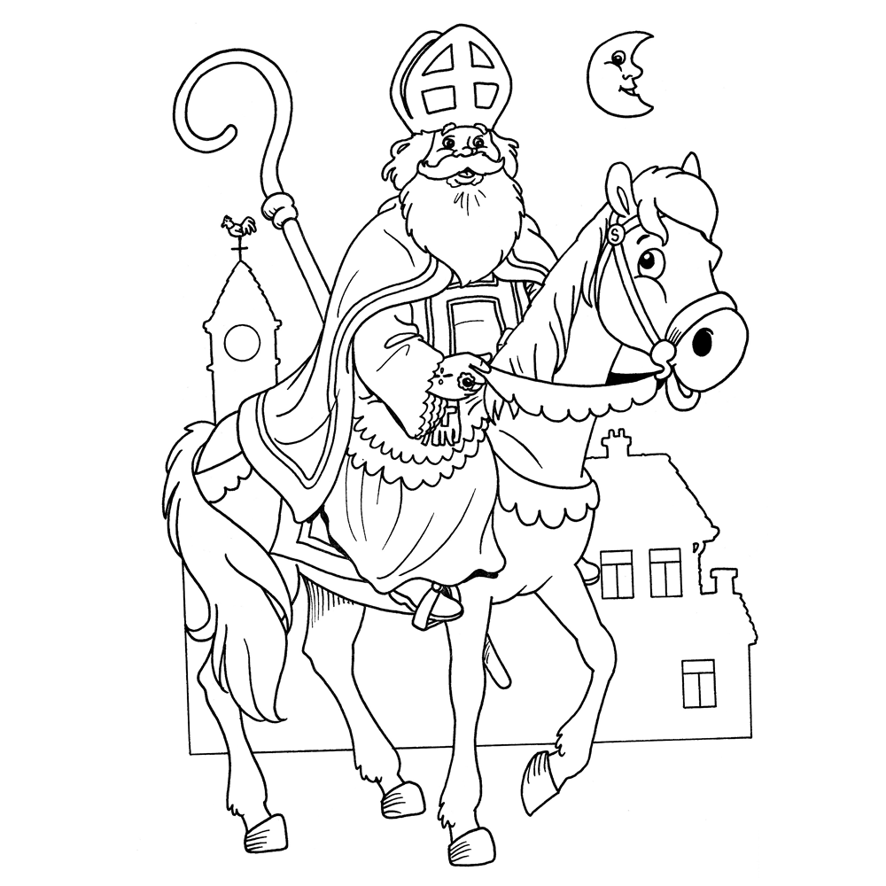 bekijk De Goed Heilig Man te paard kleurplaat