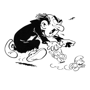 Gargamel probeert een Smurf te vangen