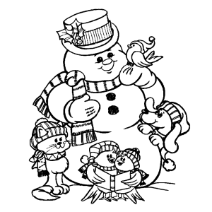 Sneeuwpop met dieren
