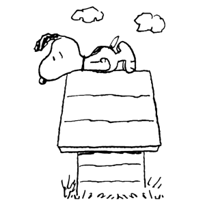 Snoopy op het dak van zijn hok