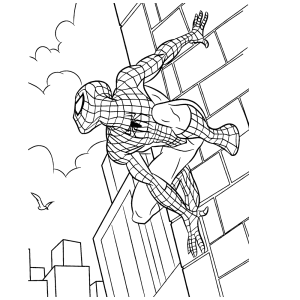 Spiderman tegen een muur