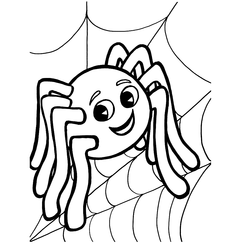bekijk vrolijke spin in een web kleurplaat