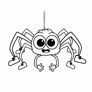 Een spin laat zich zakken aan een draad