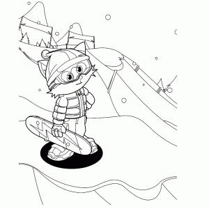 Kat met snowboard
