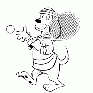 Hond speelt tennis