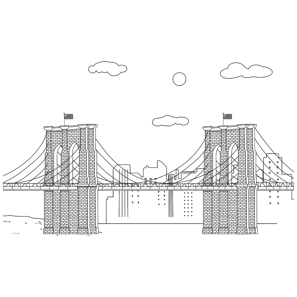 bekijk Brooklyn Bridge in New York kleurplaat