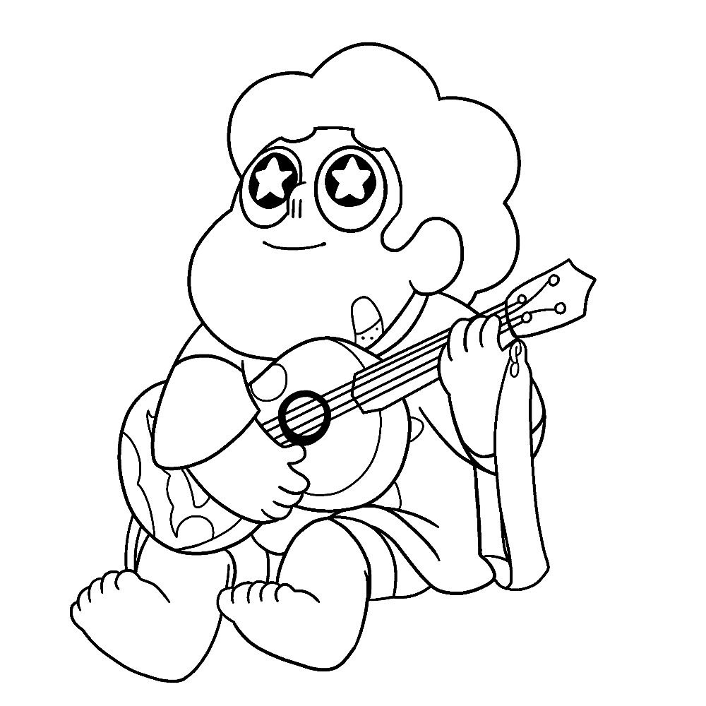 bekijk Steven speelt gitaar kleurplaat