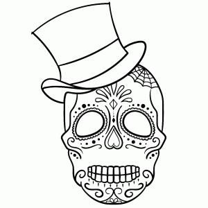 Skull with a tall hat