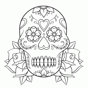 Skull with flowers