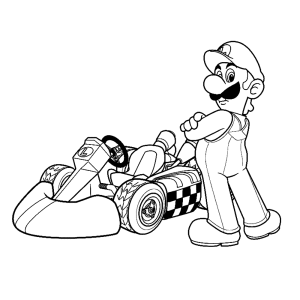 Mario bij zijn kart