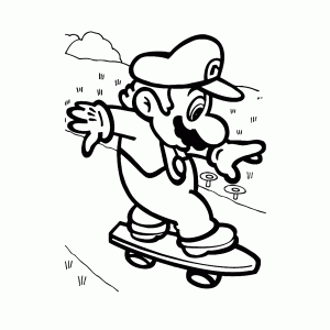 Mario op het skateboard