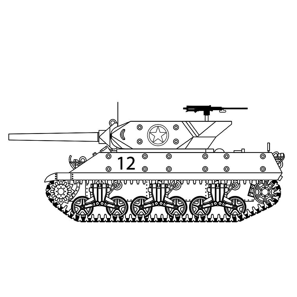 bekijk Amerikaanse M10 tank kleurplaat