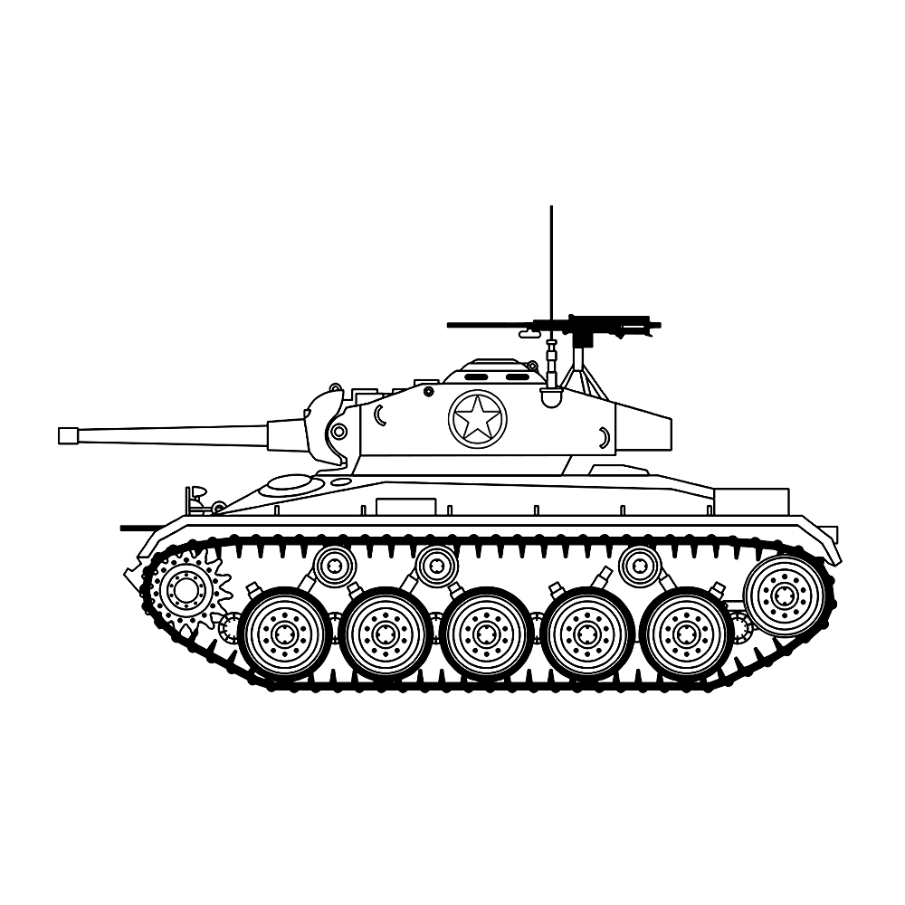 bekijk M24 Chaffee tank kleurplaat
