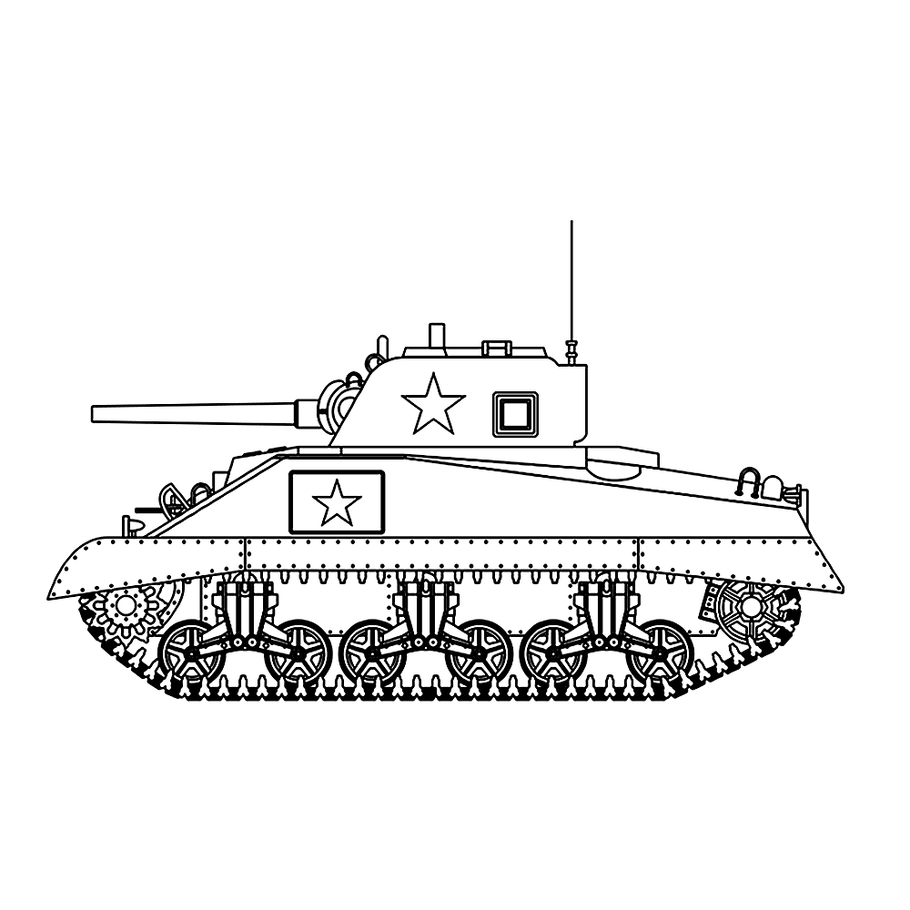 bekijk Amerikaanse Sherman M4 tank kleurplaat