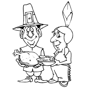 Kolonisten en Indianen vieren Thanksgiving