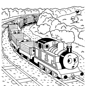 Thomas trekt de wagons