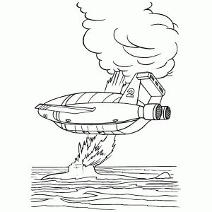 Thunderbird 2 helpt een duikboot in brand