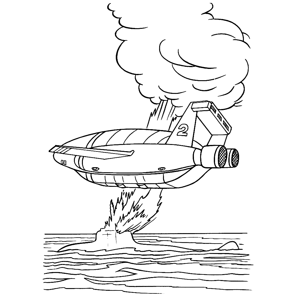 bekijk Thunderbird 2 helpt een duikboot in brand kleurplaat