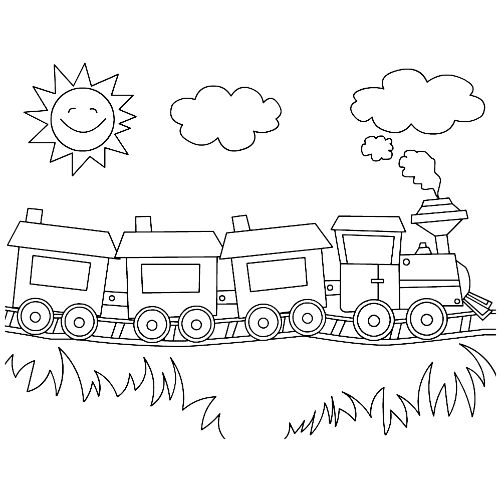bekijk Een trein met wagonnetjes kleurplaat