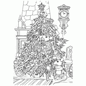 De familie Muis versiert de kerstboom