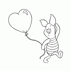 Piglet with a heartshaped balloon