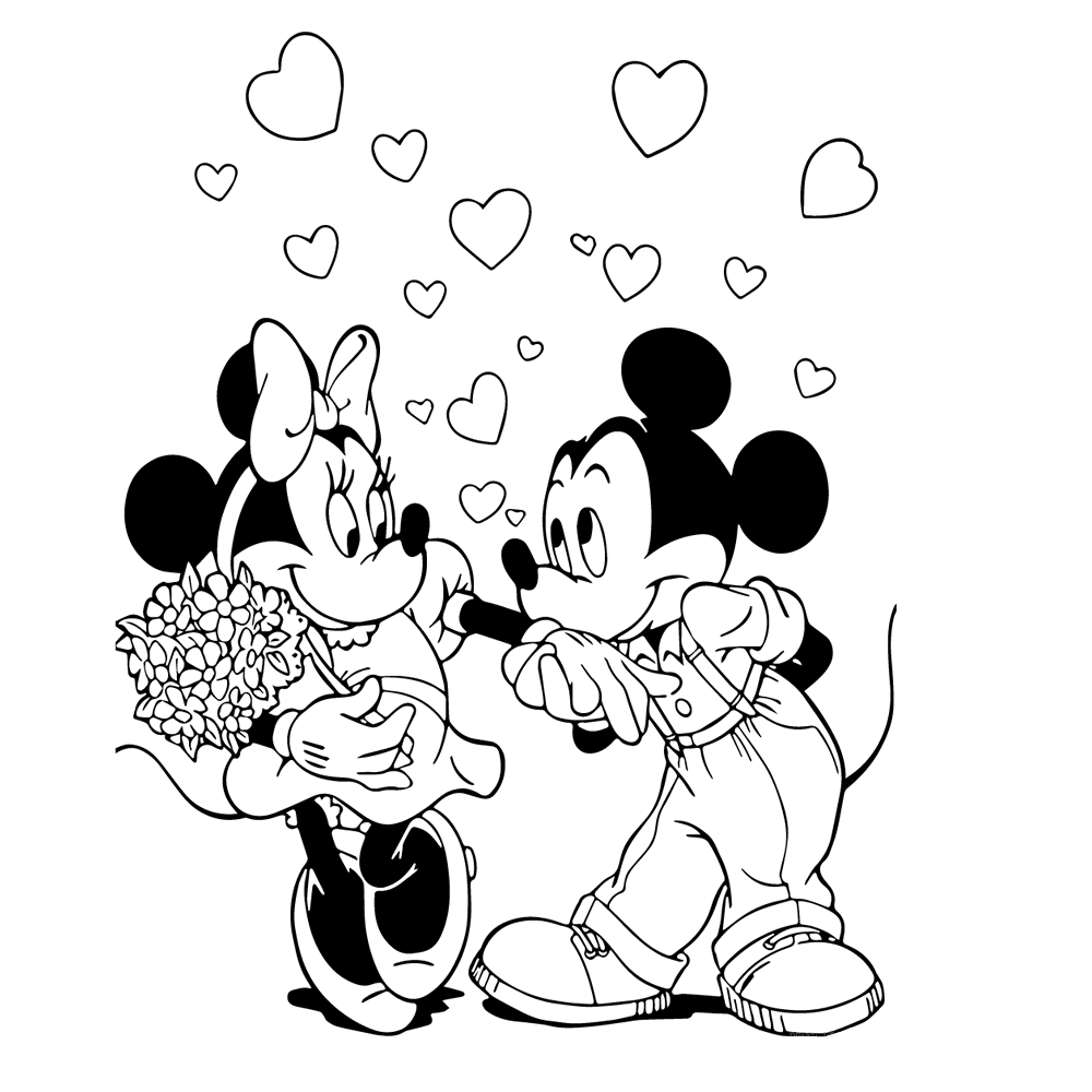 bekijk Mickey & Minnie Mouse zijn verliefd kleurplaat