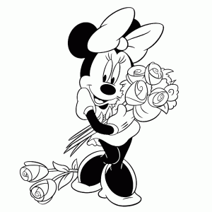 Minnie Mouse with a rose bouquet