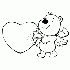 Cupid bear with a heart