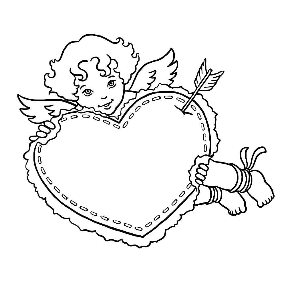 bekijk Cupido met een groot hart kleurplaat