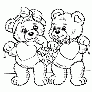 Two cute bears with hearts
