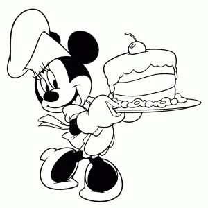 Minnie Mouse heeft een taart gebakken