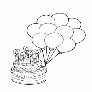 Smakelijke taart met feestballonnen