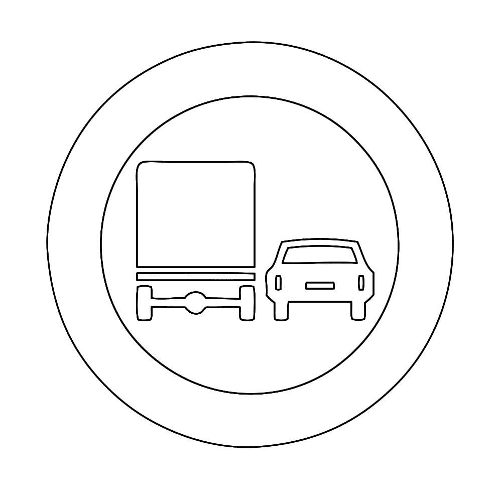 bekijk verboden in te halen voor vrachtautos kleurplaat