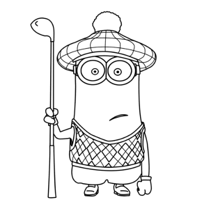 Minion in een golf-outfit
