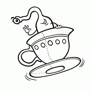 A friendly alien in his flying (cup and) saucer