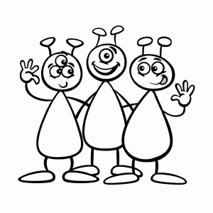 Three happy aliens