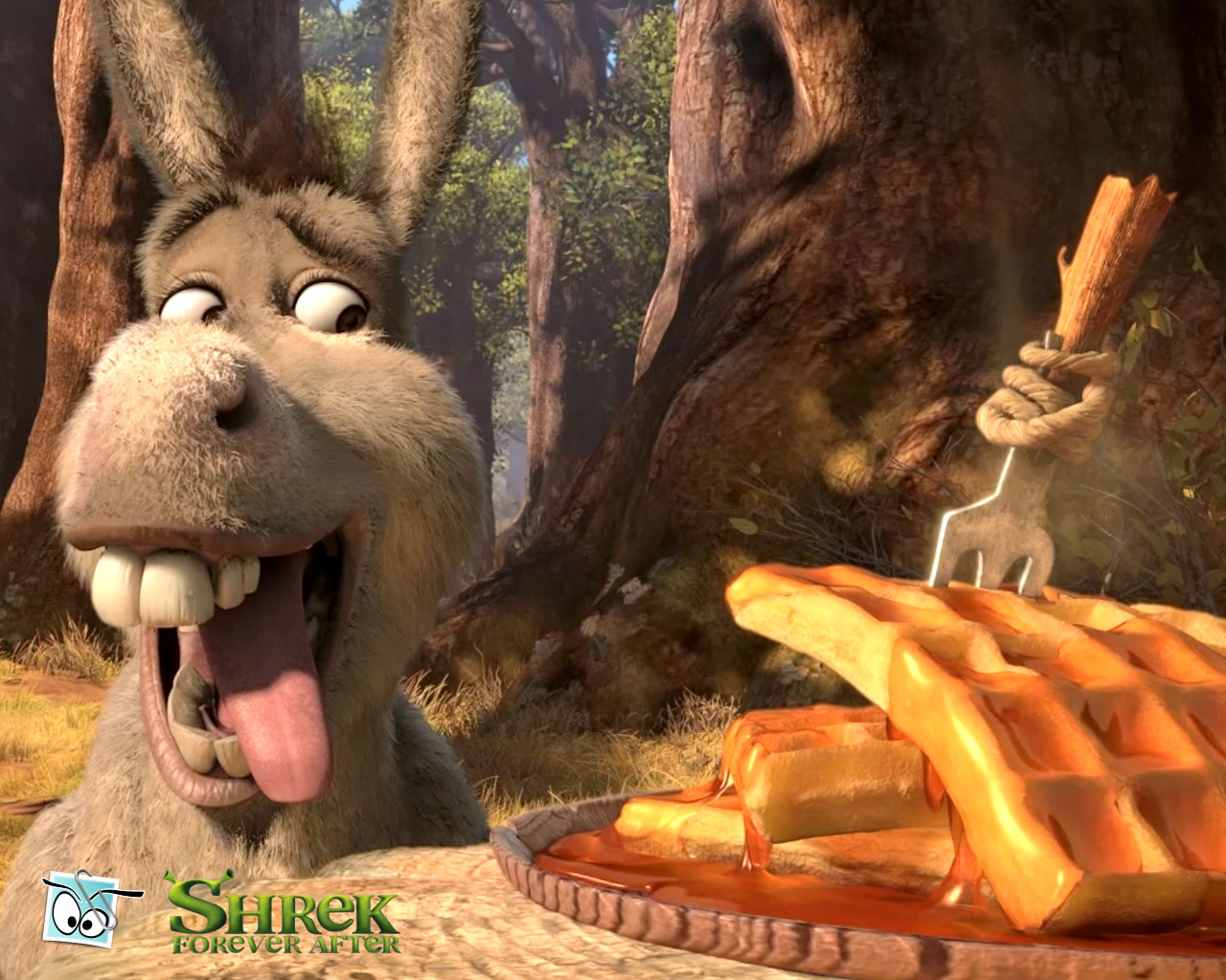 download wallpaper: Shrek 4 – Donkey eet wafels wallpaper