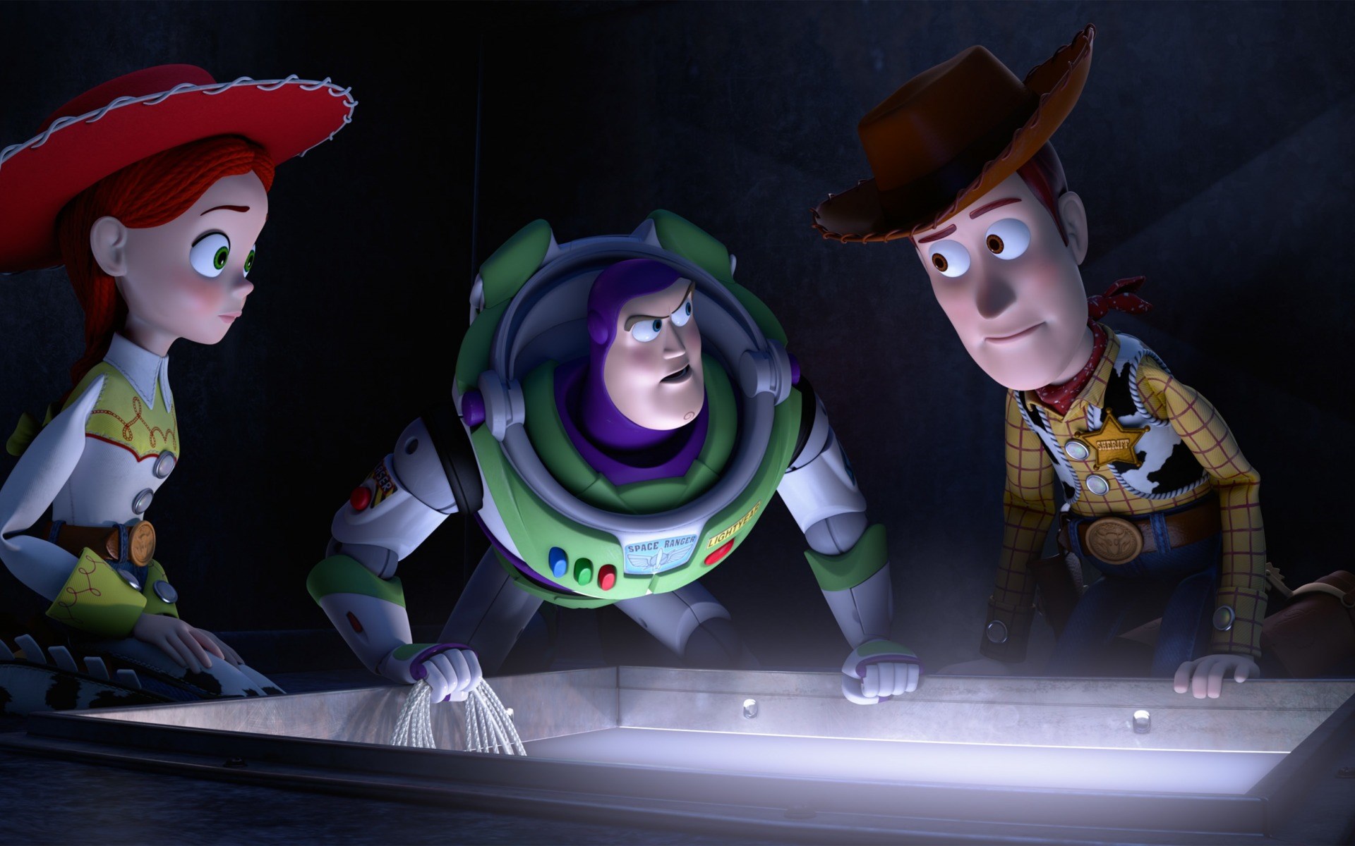 download wallpaper: Toy Story 2 – Woody, Buzz Lightyear en Jessie wallpaper