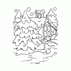 Huisje in een winters bos