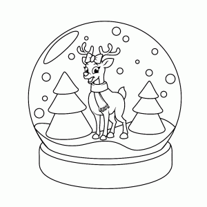 Winter snowball with a deer
